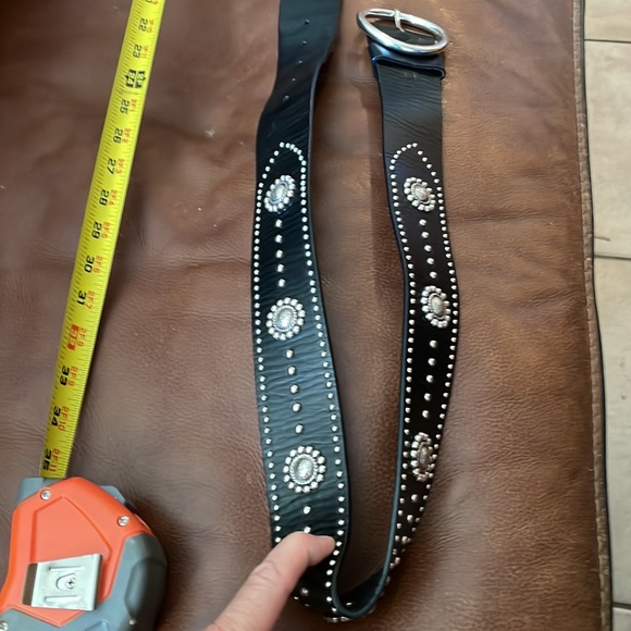 Brighton Black Leather with Silver Floral Studs. - Picture 3 of 11